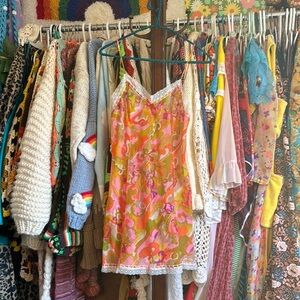 Vintage Y2K Floral Slip Dress - Sheer